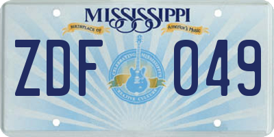 MS license plate ZDF049