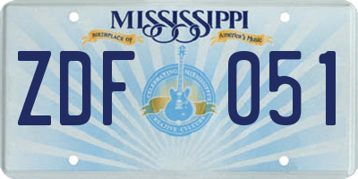 MS license plate ZDF051