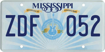 MS license plate ZDF052