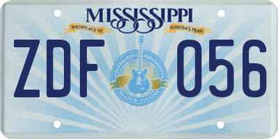 MS license plate ZDF056
