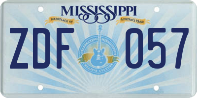 MS license plate ZDF057