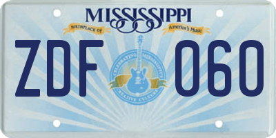 MS license plate ZDF060