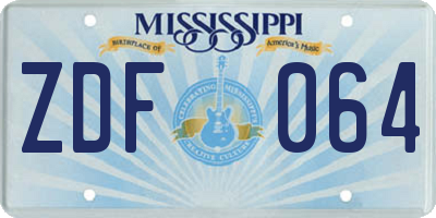 MS license plate ZDF064