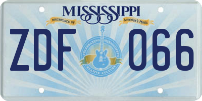 MS license plate ZDF066