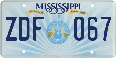 MS license plate ZDF067