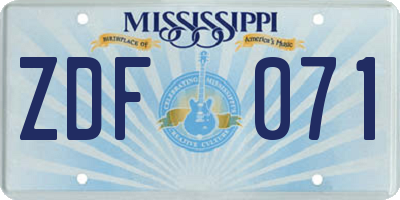 MS license plate ZDF071