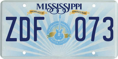 MS license plate ZDF073