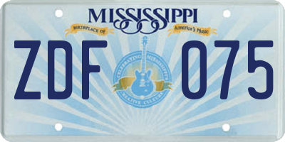 MS license plate ZDF075