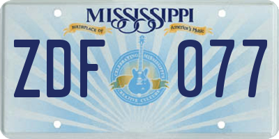 MS license plate ZDF077