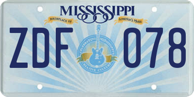 MS license plate ZDF078