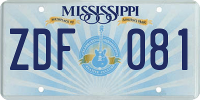 MS license plate ZDF081
