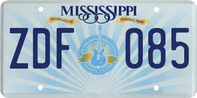 MS license plate ZDF085