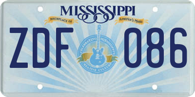 MS license plate ZDF086