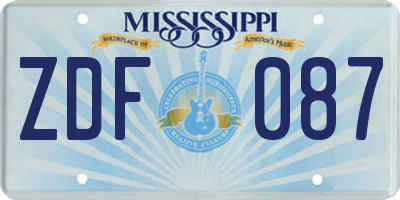MS license plate ZDF087