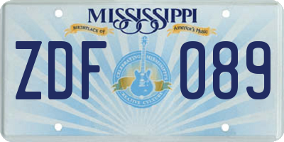 MS license plate ZDF089