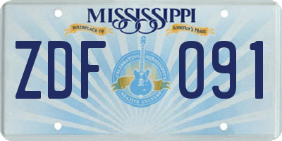 MS license plate ZDF091