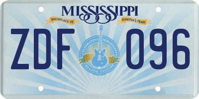 MS license plate ZDF096