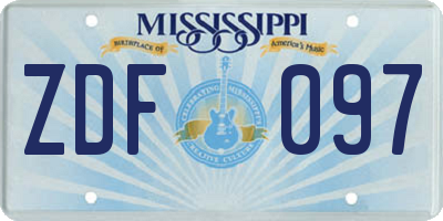 MS license plate ZDF097