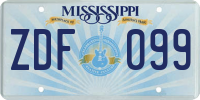 MS license plate ZDF099