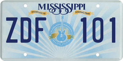 MS license plate ZDF101