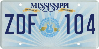 MS license plate ZDF104