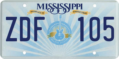 MS license plate ZDF105