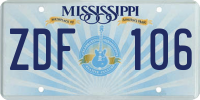 MS license plate ZDF106