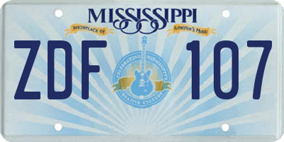 MS license plate ZDF107