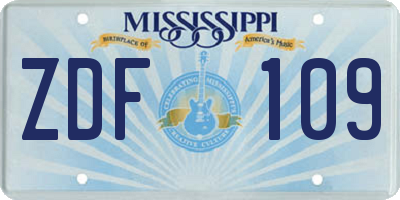 MS license plate ZDF109