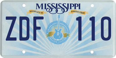 MS license plate ZDF110