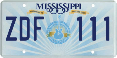 MS license plate ZDF111