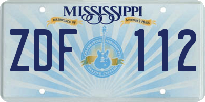 MS license plate ZDF112