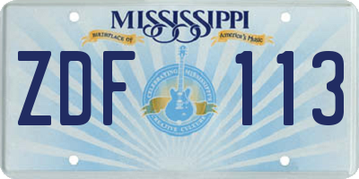MS license plate ZDF113