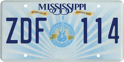 MS license plate ZDF114