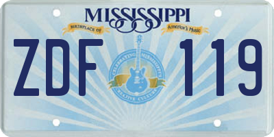 MS license plate ZDF119