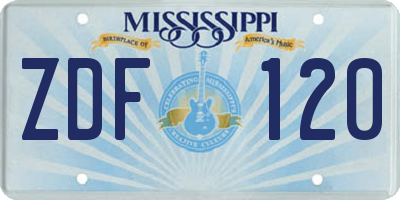 MS license plate ZDF120