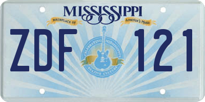 MS license plate ZDF121