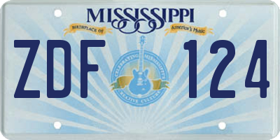 MS license plate ZDF124