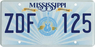 MS license plate ZDF125