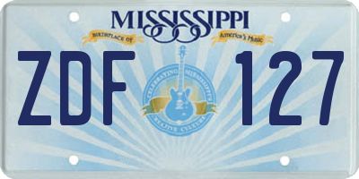 MS license plate ZDF127