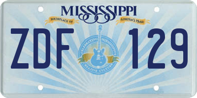 MS license plate ZDF129