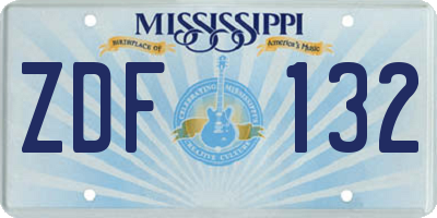 MS license plate ZDF132