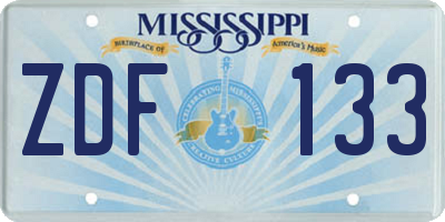 MS license plate ZDF133