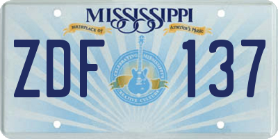 MS license plate ZDF137
