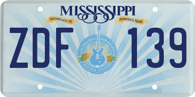 MS license plate ZDF139