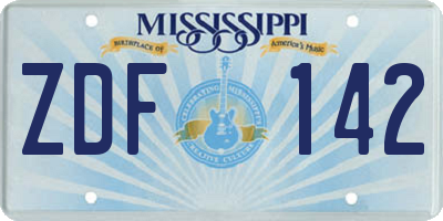 MS license plate ZDF142