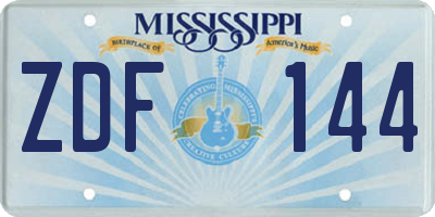 MS license plate ZDF144
