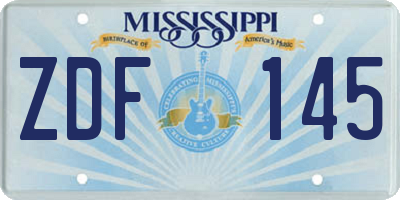 MS license plate ZDF145