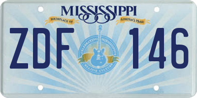 MS license plate ZDF146