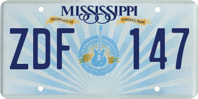 MS license plate ZDF147